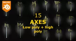 15 AXES Low poly and high poly
