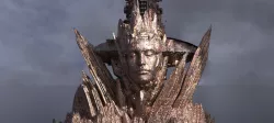 Ancient Sci-Fi mountain Alien Crimson Sculpture