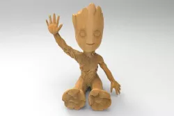 baby groot sitting waving