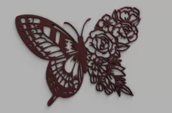 butterfly and pink wall art