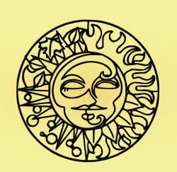 Decorative mural, wall decoration, panno, Sun