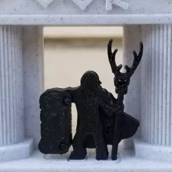 Necromancer With Antler Staff and Scroll Meeple