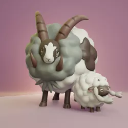 Pokemon - Wooloo and Dubwool with 2 poses