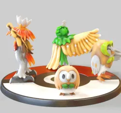 Rowlet ,Dartrix,Decidueye,Hisuian Decidueye Evolution - FAN ART - POKÉMON FIGURINE -POKEMON LEGENDS ARCEUS