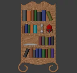 Wooden Bookshelf - Filled (28mm Scale)