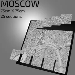 3D Moscow | Digital Files | 3D STL File | Moscow 3D Map | 3D City Art | 3D Printed Landmark | Model of Moscow Skyline | 3D Art