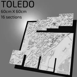 3D Toledo | Digital Files | 3D STL File | Toledo 3D Map | 3D City Art | 3D Printed Landmark | Model of Toledo Skyline | 3D Art