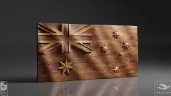 Australian Wavy Flag - CNC Files For Wood, 3D STL Model