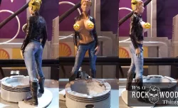 Biker Babe with Piston Ashtray Remix