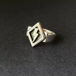 Diamond Lightning bolt signet ring