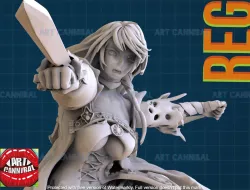 Female Demon cursed Pirate Assassin Character statue jrpg anime 3D print model