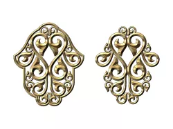 Floral Scroll Hand of Fatima hamsa 3D print model