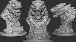 Godzila head bust