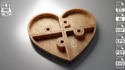 Heart Puzzle Tray V3 - 3D STL file and vector files - Dxf, Svg, Eps, Pdf, Ai for CNC and 3D Printers