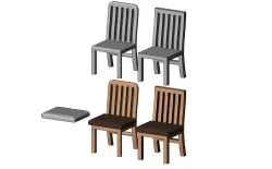 Miniature kitchen chairs mockups for dioramas 3D print model