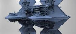 Monolith sci-fi structure floating castle