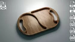 Oval Serving Tray 2- Files for CNC (Svg, Dxf, Eps, Pdf, Ai, STL)