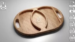 Oval Serving Tray - 3D STL file and vector files (Dxf, Svg, Eps, Pdf, Ai) for CNC and 3D Printers