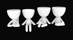 Pack with 4 Flower pots Robert Plant style stl for 3d printing