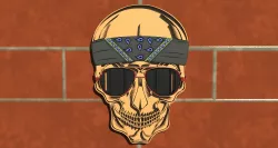skull 2d Wall Sculpture