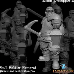 Skull Soldier Armored Pickaxe and Lantern Open Face