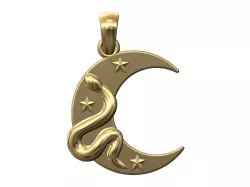 Snake moon and stars pendant with bail 3D print model