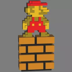 Super Mario Bros 8 bit pixel 3d print