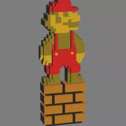 Super Mario Bros 8 bit pixel 3d print
