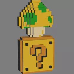 Super Mario Bros life fungus 8 bit pixel 3d print