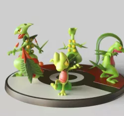 Treeko Grovyle Scptile Mega sceptile EVOLUTION- FAN ART - POKÉMON FIGURINE -POKEMON