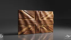 UK Wavy Flag - CNC Files For Wood, 3D STL Model