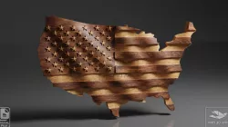 US Wavy Map - Flag Mix - CNC Files For Wood, 3D STL Model