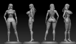 Woman wearing tight clothes and showing intimate parts in a sexy or mischievous way