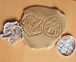 x2 Daruma, Tengu mask - cookie cutter, dough - symbols, protection