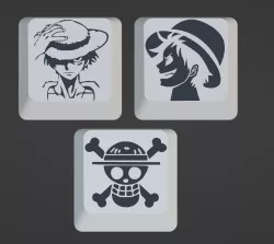 3 keycaps One Piece Anime for cherry mx keyboard