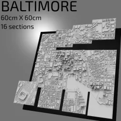 3D Baltimore | Digital Files | 3D STL File | Baltimore 3D Map | 3D City Art | 3D Printed Landmark | Model of Baltimore Skyline | 3D Art