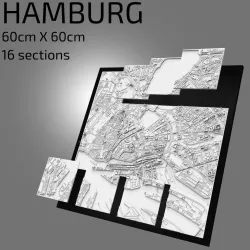 3D Hamburg | Digital Files | 3D STL File | Hamburg 3D Map | 3D City Art | 3D Printed Landmark | Model of Hamburg Skyline | 3D Art