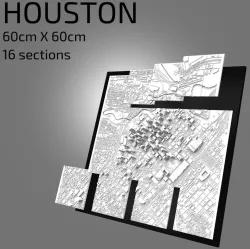 3D Houston | Digital Files | 3D STL File | Houston 3D Map | 3D City Art | 3D Printed Landmark | Model of Houston Skyline | 3D Art