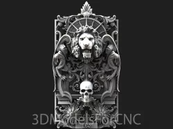 3D Model STL File for CNC Router Laser & 3D Printer Lion and Skull