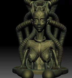 3d stl files Hr Giger inspired sexy goddess bust sculpture