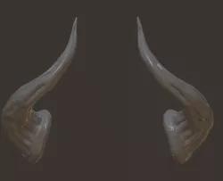 Bull horns with heavy features