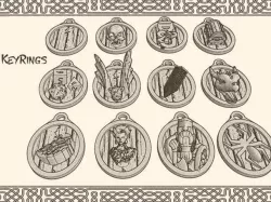Fantasy Keychains / Keyrings (x20) for Dungeons & Dragons, Warhammer or Pathfinder