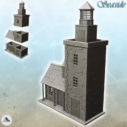 Lighthouse with square tower and outbuilding (2) - Pirate Jungle Island Beach Piracy Caribbean Medieval Skull Renaissance