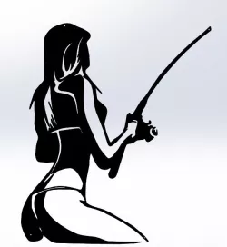 LINE ART SEXY WOMAN FISHING