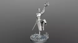 Mage female with staff of thunder and lightning