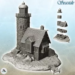 Medieval lighthouse on island with wooden pontoon (10) - Pirate Jungle Island Beach Piracy Caribbean Medieval Skull Renaissance