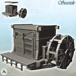 Medieval water mill with wide blade and wooden pontoon (20) - Pirate Jungle Island Beach Piracy Caribbean Medieval Skull Renaissance