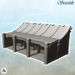 Medieval wooden warehouse with four wide columns (10) - Pirate Jungle Island Beach Piracy Caribbean Medieval Skull Renaissance