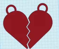 par de llaveros medio corazon - pair of half heart keyring