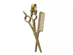 Scissors and comb barber pendant with bail 3D print model